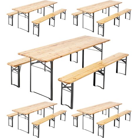 Mob Event Pro – Table de jardin en bois avec bancs – Lot de 5 – Dimensions 220x70x76 cm – Structure en acier – Résistante aux intempéries