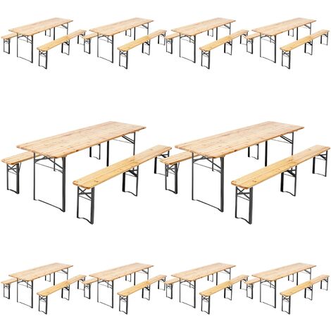Mob Event Pro – Lot de 10 tables de brasserie 220 cm – Structure en acier – Plateau en pin – Pliantes pour rangement facile – Charge max 200 kg
