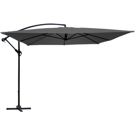 Mob Event Pro – Parasol déporté 3x3m en acier gris anthracite – Mât central 48mm – Mât déporté 27x18mm – Toile polyester 160g/m² – Surface ombrage 9m²