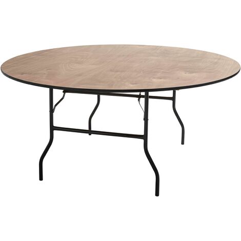 Mob Event Pro – Table pliante ronde extensible en bois 170 cm – 10 places – Structure acier époxy – Résistante à l'humidité pour intérieur/extérieur
