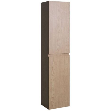 Mob-In – Colonne de salle de bain suspendue 140 cm – Finition mate aspect bois – Largeur 30 cm – Espace de rangement optimisé