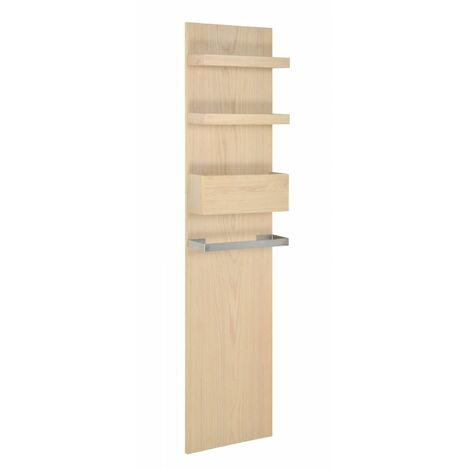 Mob-In – Colonne de salle de bain suspendue chêne ENIO 165cm – 2 tablettes et porte serviette – Bois avec label FSC – Rangement optimisé