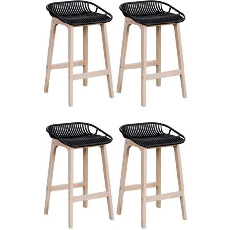 Mob-In – Lot de 4 tabourets de bar en chêne naturel et plastique recyclable – Hauteur d'assise 65 cm – Design scandinave moderne – Stabilité optimale