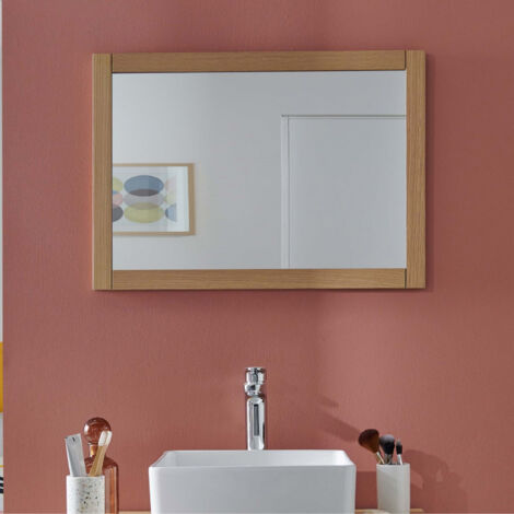 Mob-In – Miroir simple salle de bain 50x70cm – Cadre en MDF placage chêne – Installation horizontale ou verticale – Label FSC® C138476
