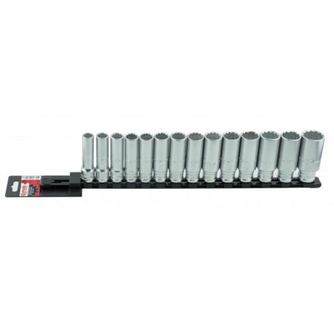 MOB - Jeu 14 douilles longues 12 pans 1/2 sur rack