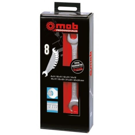 MOB - Jeu 8 clés fourches - 8x9-10x11-12x13-14x15-16x17-18x19-21x23-22x24 mm mm