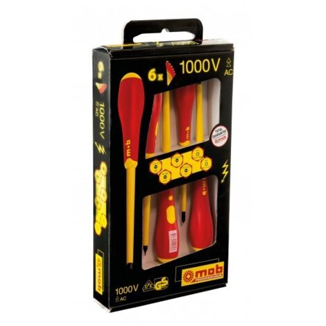 MOB - Jeu de 6 tournevis isoles 1000v FENTE + POZIDRIV - Réf: 9129500201