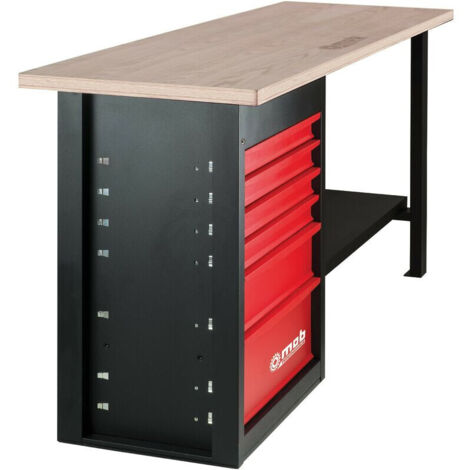 Mob Mondelin – Etabli modulable 6 tiroirs – Capacité de charge 1000 kg – Plateau en bois multiple 40 mm – Dimensions 200 x 94 x 60 cm