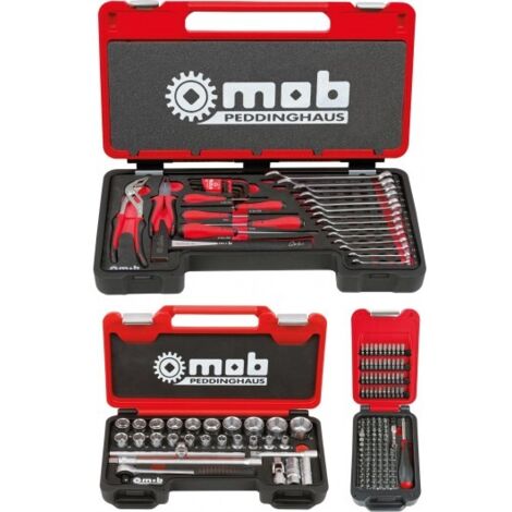 Mob Outillage – Coffret multi-outils 174 pièces – Polyéthylène haute densité – Charnières renforcées – Design ergonomique pour transport facile