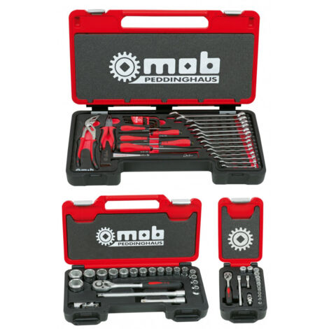 Mob Outillage – Coffret multi-outils 68 pièces – Polyéthylène haute densité – Charnières triples renforcées – Système de transport pratique
