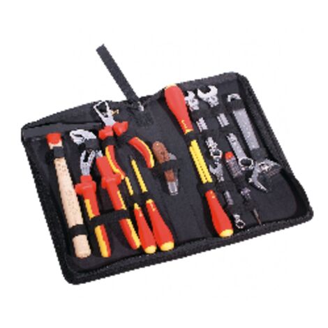 Mob Outillage – Coffret multi-outils électricien 17 pièces – 6 clés mixtes, tournevis isolés 1000V, pince à dénuder – Pour chantiers humides