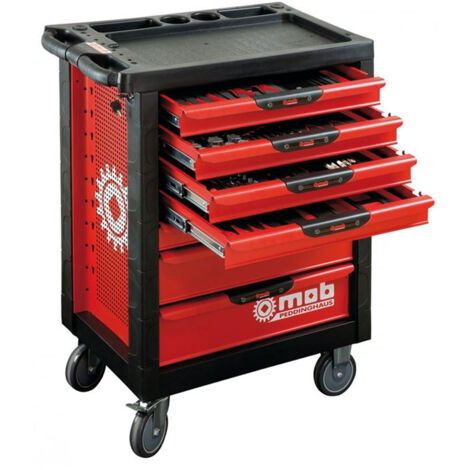Mob Outillage – Servante d'atelier roulante 7 tiroirs – Charge maximale 850 kg – 133 pièces – Système de verrouillage – Roues orientables avec frein