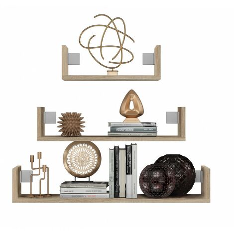 MOBBI - Set di 3 mensole da parete - 80/60/40 cm - Libreria pensile