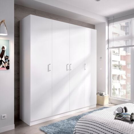 Mobelcenter - Armario 4 Puertas Maxi - Armario Matrimonio 215 cm de Altura - Color Blanco - Ancho: 200 cm x Fondo: 52 cm x Alto: 215 cm - (1202)