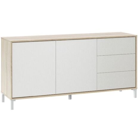 FANMUEBLES Mobelcenter - Mueble Aparador Brooklyn - Aparador diseño nórdico - Roble Canadian y Blanco - Alto: 74cm x Ancho: 154cm x Fondo: 41cm (Aparador) – 1276