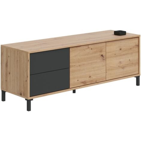 FRS Mobelcenter - Mueble de TV Brooklyn - Roble Nodi y Gris Antracita - Ancho 130 cm x Alto 47 cm x Fondo 41 cm (1344)