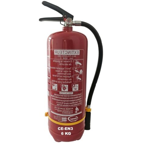 Mobiak – Extincteur 6KG à poudre ABC – Classe CE-EN3 – Capacité d'extinction 34A 183B C – Température de fonctionnement -30°C à +60°C