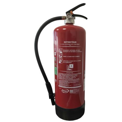 Mobiak – Extincteur 9L lithium classe A NF – Capacité d'extinction 21A – Support mural inclus – Protection incendie batteries lithium-ion