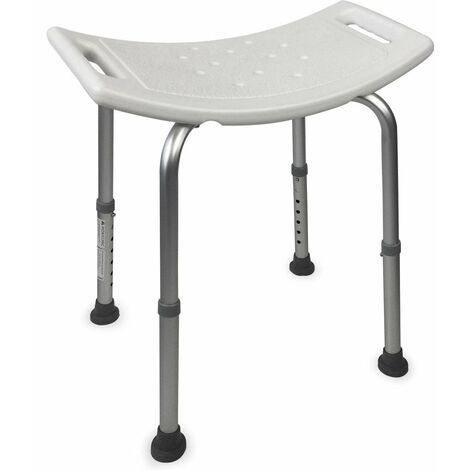 Mobiclinic®, Sgabello Doccia, Altezza Regolabile, San Fermín, Piedini Antiscivolo, Sedia, Bagno, Fino a 100 Kg, Alluminio, Bianco