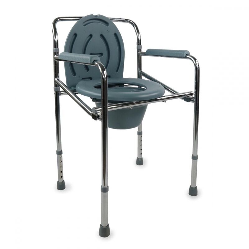 

Silla WC | Con tapa | Altura regulable | Reposabrazos | Acero cromado | Puente | Mobiclinic