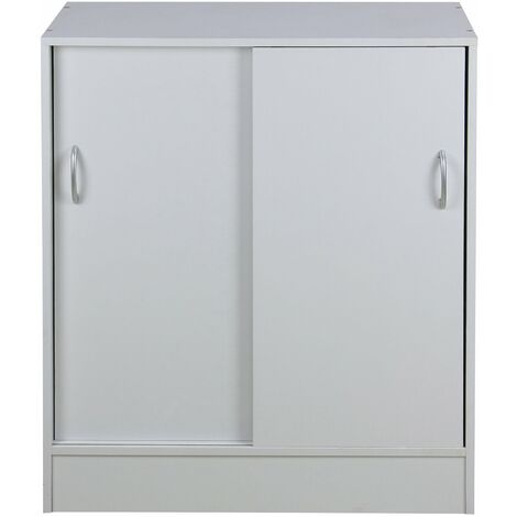 Mobiile 2 Ante Scorrevoli 3 Ripiani 60x30x71 cm in PB e Carta Bianco