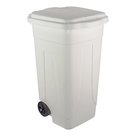 Mobil Plastic – Poubelle d'extérieur 80L blanche – Couvercle à roulettes – Dimensions 45x50x78 cm – Pour déchets lourds et encombrants - 45x50x78h