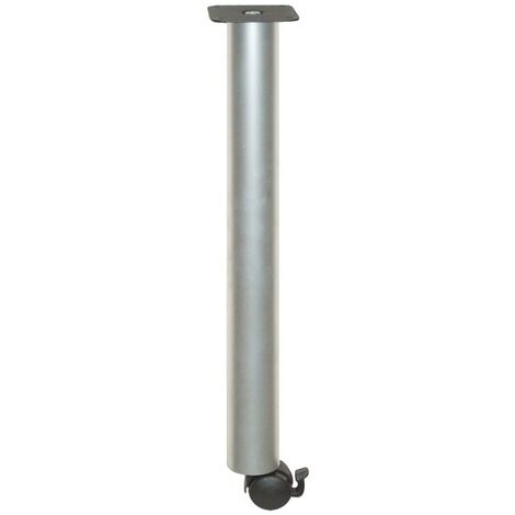 MOBILA - 1 GAMBA TONDA CON RUOTA H710 D60 ALLUMINIO OPACO