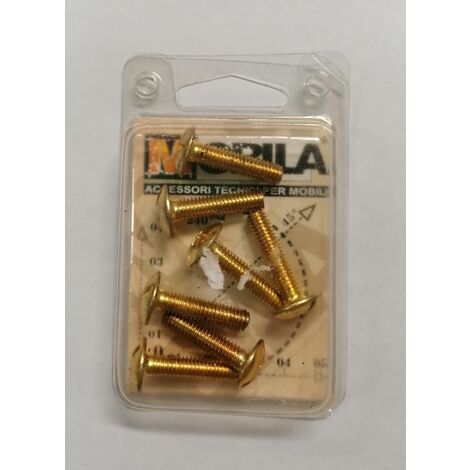 MOBILA - 8 VITI TESTA BOMBATA CON TAGLIOCOMBINATO IN FERRO OTTONATO M6X30MM