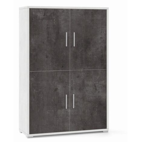 Mobile 160 cm Armadio Bianco Nero Credenza 4 Ante con Ripiani Soggiorno