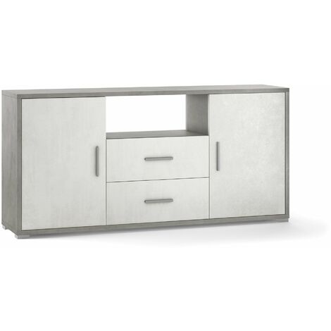 Mobile 2 Ante 2 Cassetti 174x84x41 cm Cemento/Ossido Bianco