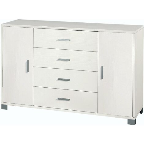 Mobile 2 Ante 4 Cassetti 136x86x41 cm Bianco Fiammato