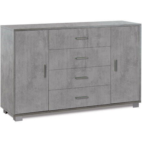 Mobile 2 Ante 4 Cassetti 136x86x41 cm Cemento