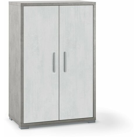 Mobile 2 Ante 71x110x41 cm Cemento/Ossido Bianco