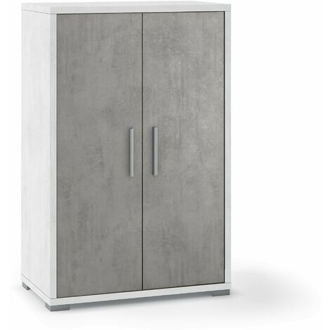 Mobile 2 Ante 71x110x41 cm Ossido Bianco/Cemento