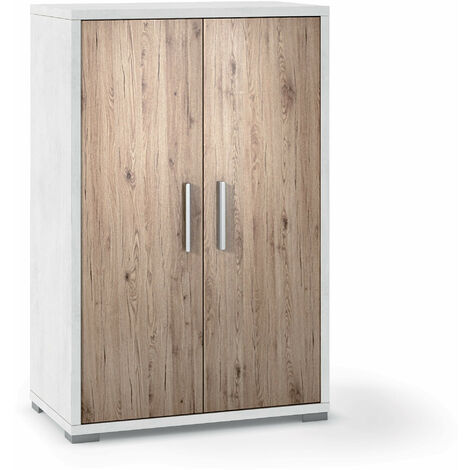 Mobile 2 Ante 71x110x41 cm Ossido Bianco/Rovere Naturale