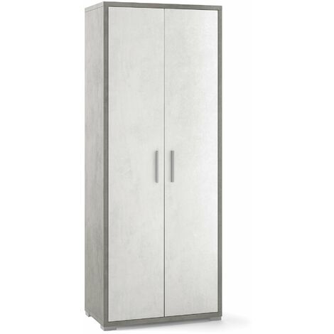 Mobile 2 Ante 71x182x41 cm Cemento/Ossido Bianco