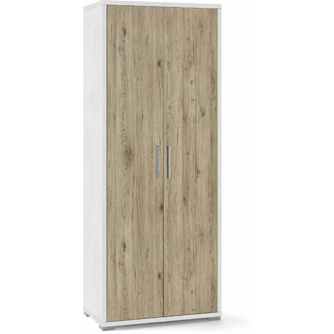 Mobile 2 Ante 71x182x41 cm Ossido Bianco/Rovere Naturale