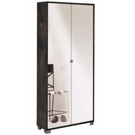 Mobile 2 Ante Specchio 83L x 29P x h190 – Finitura Nero Opaco – Sarmog
