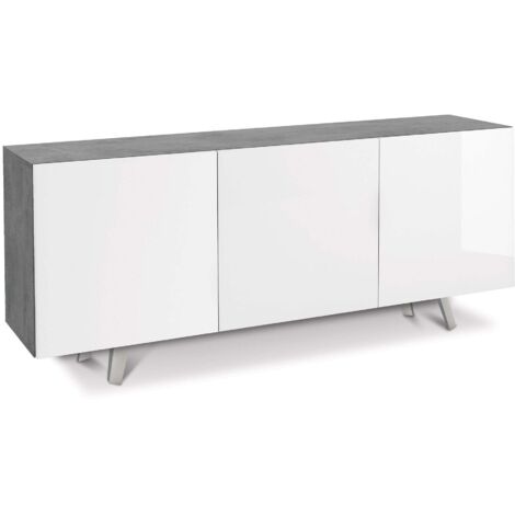 Mobile 3 Ante 174x70x41 cm Cemento/Bianco Lucido