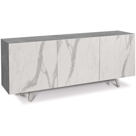 Mobile 3 Ante 174x70x41 cm Cemento/Marmo Calacatta