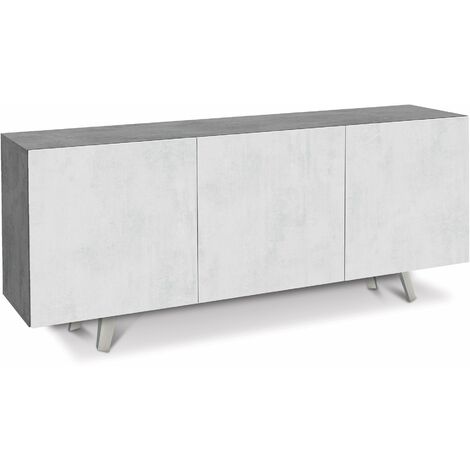Mobile 3 Ante 174x70x41 cm Cemento/Ossido Bianco