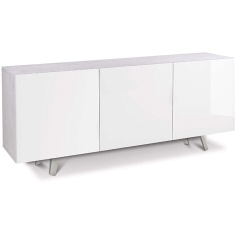 Mobile 3 Ante 174x70x41 cm Ossido Bianco/Bianco Lucido