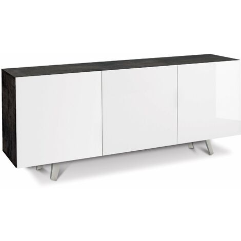 Mobile 3 Ante 174x70x41 cm Ossido Nero/Bianco Lucido