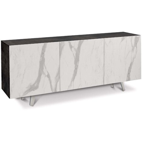 Mobile 3 Ante 174x70x41 cm Ossido Nero/Marmo Calacatta