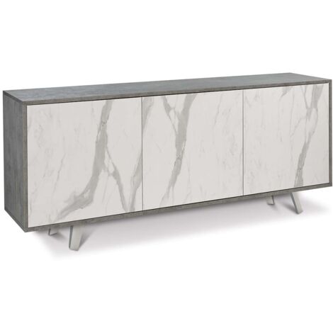 Mobile 3 Ante 177L x 41P x h74 – Finitura Cemento e Marmo Calacatta – Sarmog