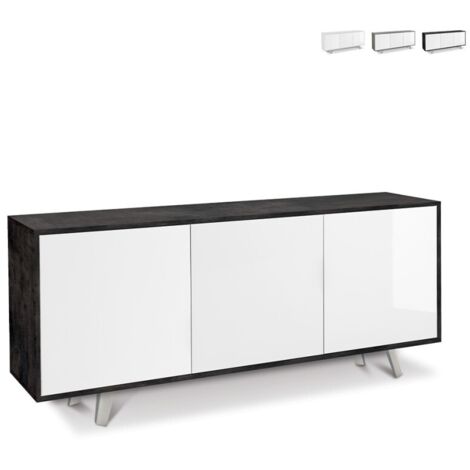 Mobile 3 Ante 177L x 41P x h74 – Finitura Nero Opaco e Bianco Lucido – Sarmog