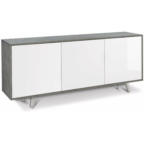 Mobile 3 Ante 177x74x41 cm Cemento/Bianco Lucido