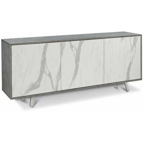 Mobile 3 Ante 177x74x41 cm Cemento/Marmo Calacatta