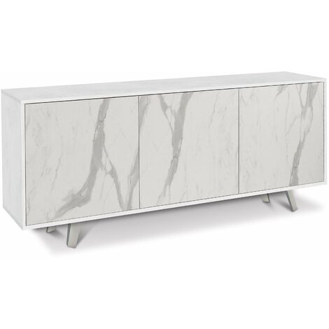 Mobile 3 Ante 177x74x41 cm Ossido Bianco/Marmo Calacatta