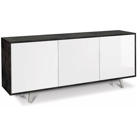 Mobile 3 Ante 177x74x41 cm Ossido Nero/Bianco Lucido